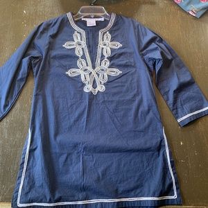 Gretchen Scott navy‎ tunic with metallic embellishments. Worn 1x